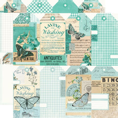 Simple Vintage Essentials Color Palette - Simple Stories - Double-Sided Cardstock 12"X12" - Teal & Mint Tags