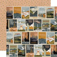 Here + There - Simple Stories - Double-Sided Cardstock 12"X12" - Travel The World