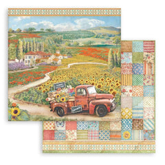 Sunflower Art - Stamperia - Double-Sided Cardstock 12"X12" - Vintage Car (7683)