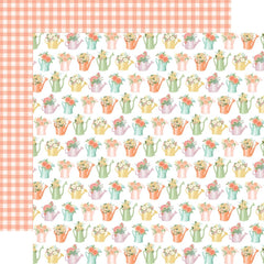 Here Comes Spring - Carta Bella - Double-Sided Cardstock 12"X12" - Watering Can Bouquet