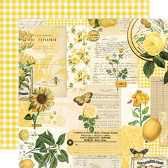 Simple Vintage Essentials Color Palette - Simple Stories - Double-Sided Cardstock 12"X12" - Yellow Collage