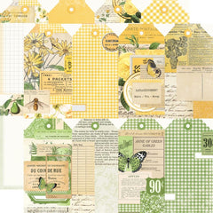 Simple Vintage Essentials Color Palette - Simple Stories - Double-Sided Cardstock 12"X12" - Yellow & Green Tags