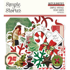 Simple Vintage Dear Santa - Simple Stories - Bits & Pieces Die-Cuts 49/Pkg