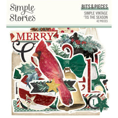 Simple Vintage 'Tis The Season - Simple Stories - Bits & Pieces Die-Cuts 42/Pkg