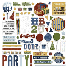 Birthday Bash - PhotoPlay - Cardstock Stickers 12"X12" - Card Kit Stickers (4521)