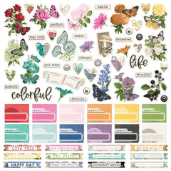 Simple Vintage Essentials Color Palette - Simple Stories - Cardstock Stickers 12"X12" - Combo