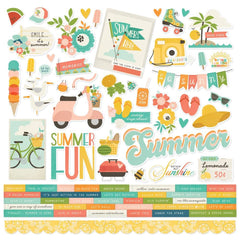 Summer Snapshots - Simple Stories - 12"X12" Cardstock Stickers - Combo