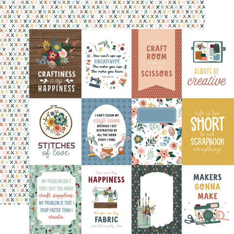 Let's Create - Echo Park - Double-Sided Cardstock 12"X12" - 3"X4" Journaling Cards