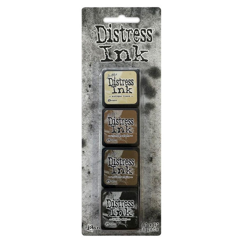 Tim Holtz - Distress Mini Ink Kits - Kit #3 (Antique Linen, Vintage Photo, Walnut Stain, Black Soot)