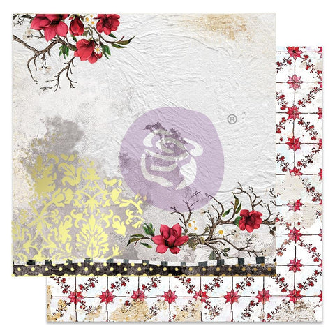 Magnolia Rouge - Prima Marketing - Double-Sided Cardstock 12"X12" - A Little Damask
