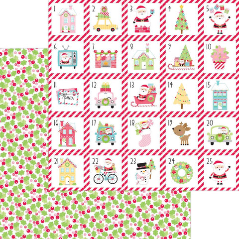 Candy Cane Lane - Doodlebug - Double-Sided Cardstock 12"X12" - Berry Merry