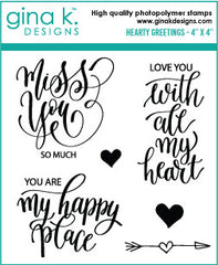 Gina K Designs - Clear Stamp 4" x 4" - Hearty Greetings