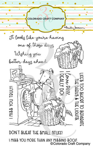Colorado Craft Company - 4" x 6" Clear Stamp - Laundry Day
