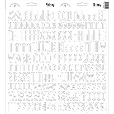 Doodlebug Skinny Cardstock Alpha Stickers - Lily White