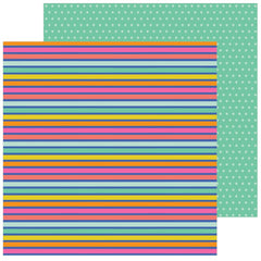 Pebbles - Live Life Happy - Double-Sided Cardstock 12"X12" - Rainbow Stripes