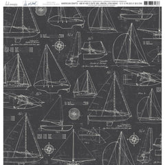 Set Sail - Heidi Swapp - Double-Sided Cardstock 12"X12" - Sailboats Back