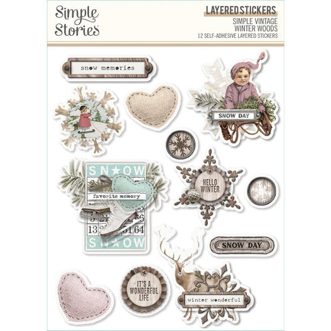 Simple Vintage Winter Woods - Simple Stories - Layered Stickers 12/Pkg