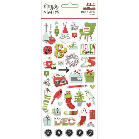 Make It Merry - Simple Stories - Puffy Stickers 41/Pkg