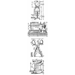 Tim Holtz - Mini Blueprints Strip Cling Stamps 3"X10" - Sewing