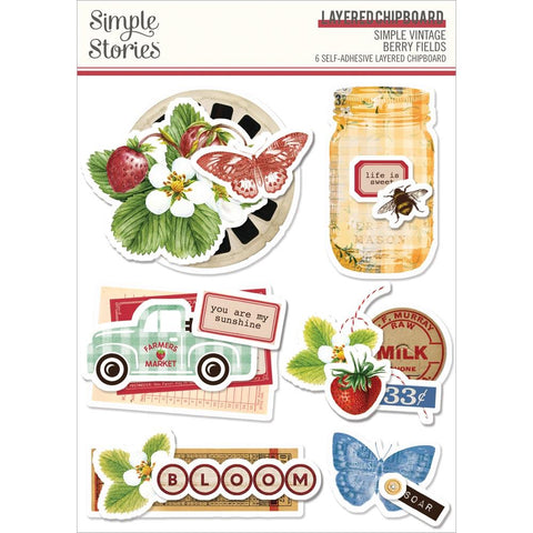 Simple Vintage Berry Fields - Simple Stories - Layered Stickers 6/Pkg