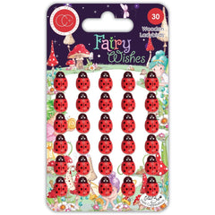 Fairy Wishes - Craft Consortium - Adhesive Wooden Embellishments 30/Pkg - Ladybirds