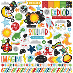 Blasts Off - Echo Park - 12"x12" Cardstock Sticker Sheet - Elements