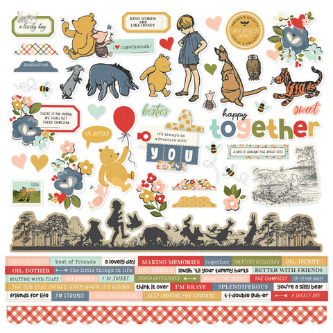 Say Cheese Classic Pooh - Simple Stories - 12"x12" Cardstock Sticker Sheet - Combo
