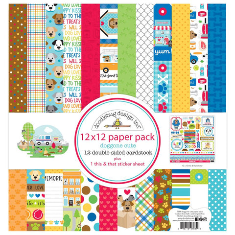 Doggone Cute - Doodlebug - Double-Sided Cardstock 12"X12" Collection Pack