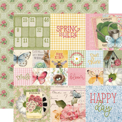 Simple Vintage Spring Garden - Simple Stories - 12"x12" Double-sided Patterned Paper - 2"x2"/4"x4" Elements
