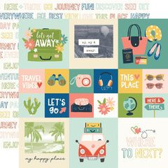 Pack Your Bags - Simple Stories - Double-Sided Cardstock 12"X12" - 2"x2"/4"x4" Elements
