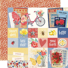 Simple Vintage Linen Market - Simple Stories - Double-Sided Cardstock 12"X12" - 2"x2"/4"x4" Elements