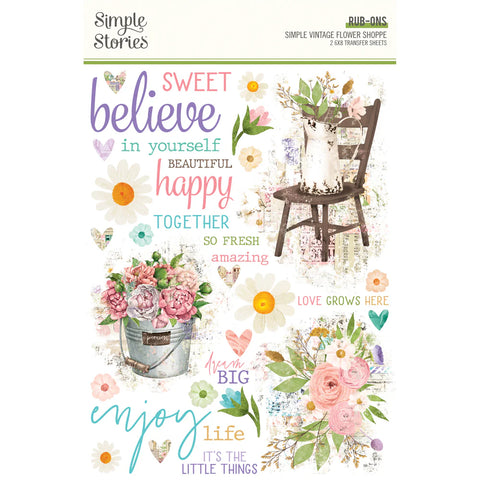 Simple Vintage Flower Shoppe - Simple Stories - Rub Ons