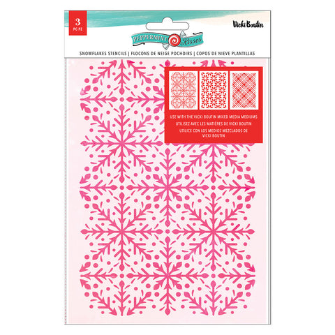 Peppermint Kisses - Vicki Boutin - Stencil Pack 3/pkg - Snowflakes (4408)