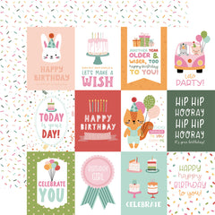 A Birthday Wish (GIRL) - Echo Park - Double-Sided Cardstock 12"X12" - 3"x4" Journaling Cards