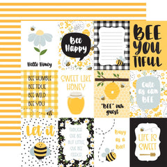 Bee Happy - Echo Park - Double-Sided Cardstock 12"X12" - 3"X4" Journaling Cards