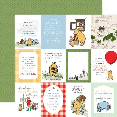 Winnie The Pooh - Echo Park - Double-Sided Cardstock 12"X12" - 3"x4" Journaling Cards