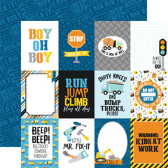 Little Builder - Echo Park - Double-Sided Cardstock 12"X12" - 3"x4" Journaling Cards