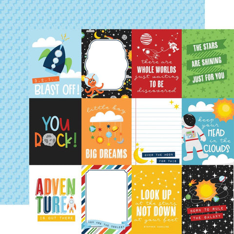 Blasts Off - Echo Park - Double-Sided Cardstock 12"X12" - 3"x4" Journaling Cards