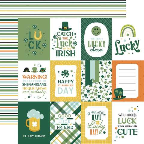 Lucky Charm - Echo Park - Double-Sided Cardstock 12"X12" - 3"x4" Journaling Cards