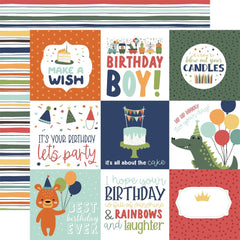 A Birthday Wish (BOY) - Echo Park - Double-Sided Cardstock 12"X12" - 4"X4" Journaling Cards
