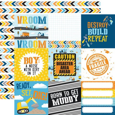 Little Builder - Echo Park - Double-Sided Cardstock 12"X12" - 4"x4" Journaling Cards