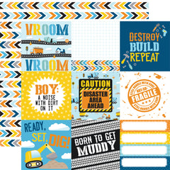 Little Builder - Echo Park - Double-Sided Cardstock 12"X12" - 4"x4" Journaling Cards