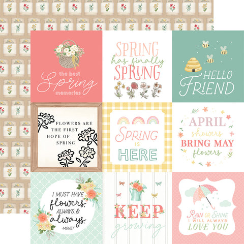 Here Comes Spring - Carta Bella - Double-Sided Cardstock 12"X12" - 4"x4" Journaling Cards