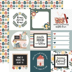 Good To Be Home - Echo Park  - Double-Sided Cardstock 12"X12" -  4"x4" Journaling Cards