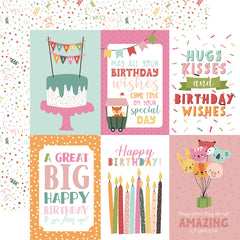 A Birthday Wish (GIRL) - Echo Park - Double-Sided Cardstock 12"X12" - 4"x6" Journaling Cards