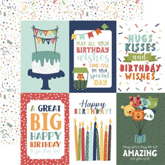 A Birthday Wish (BOY) - Echo Park - Double-Sided Cardstock 12"X12" -  4"X6" Journaling Cards