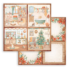 All Around Christmas - Stamperia - 12"x12" Double-sided Patterned Paper - 4 Cards (9625)