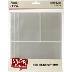 Simple Stories Sn@p! - Pocket Pages For 6"X8" Flipbooks 10/Pkg - (1) 4"X6" & (2) 3"X4" Pockets (8538)