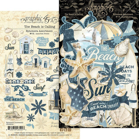 The Beach Is Calling  - Graphic 45 - Ephemera Die-Cut Assortment (5413)