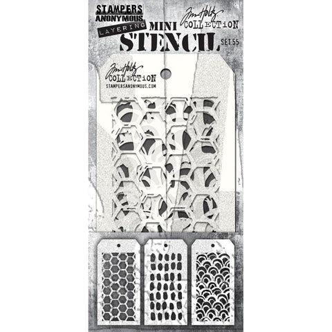 Tim Holtz - Mini Layered Stencil Set 3/Pkg - Set #55